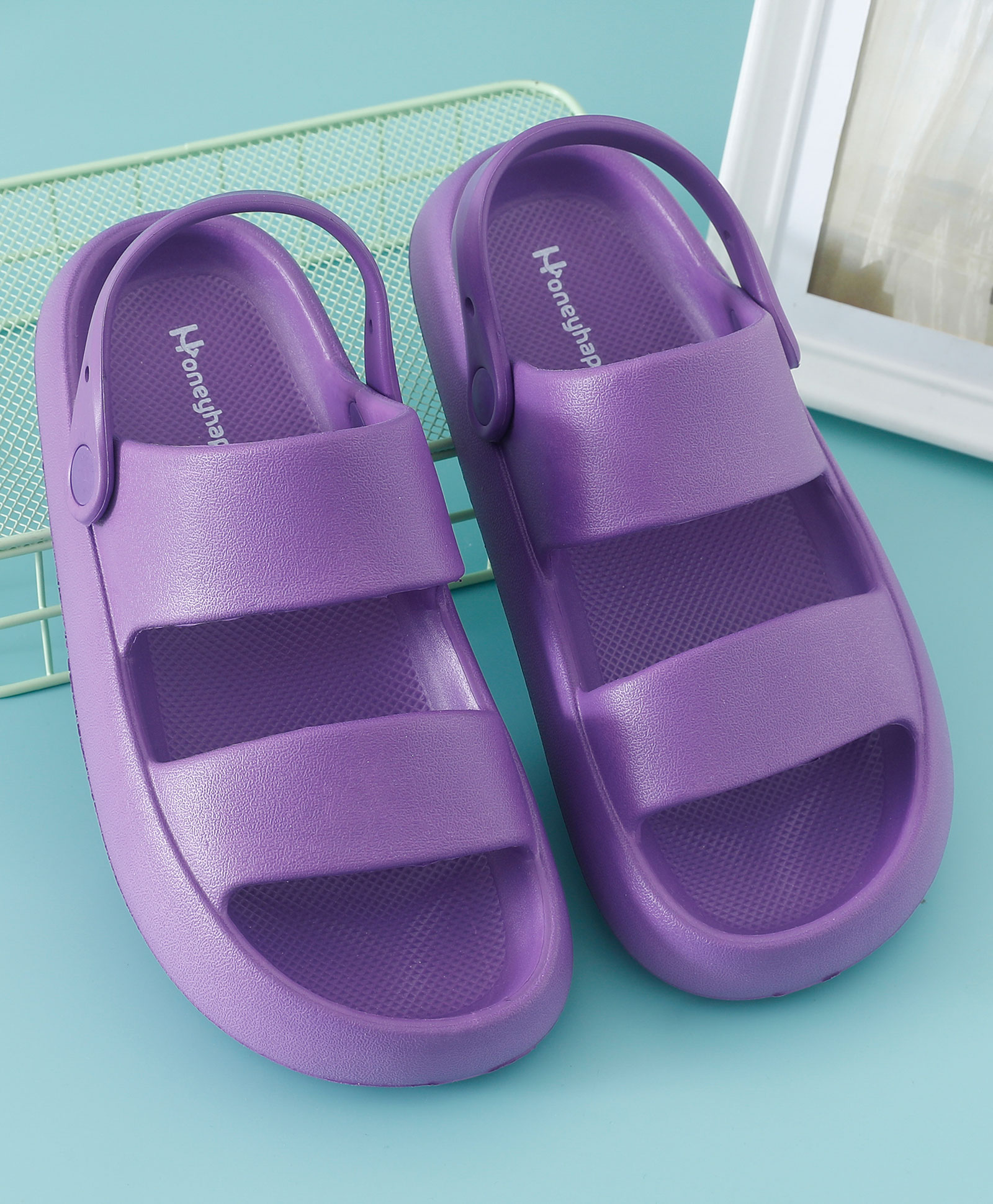Honeyhap  Solid Colour Sandals with Back Strap - Purple-image-33