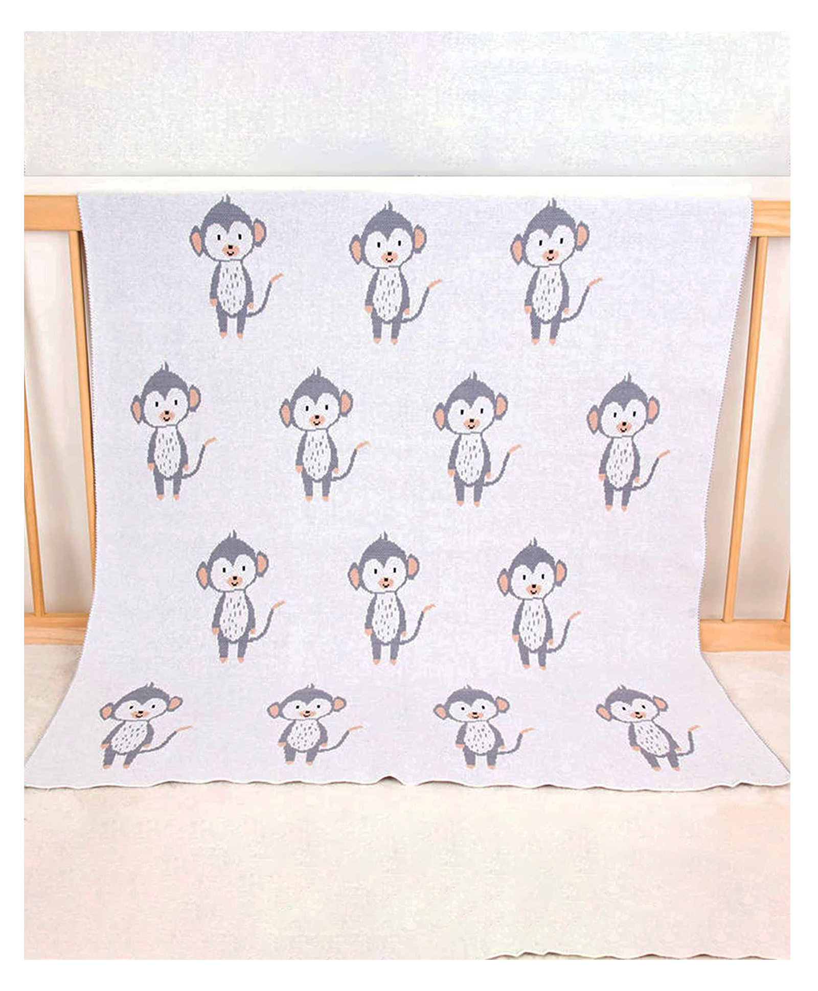 Starkiddo Baby Blanket 100% Cotton Knitted Soft Blanket - Grey-picture-16