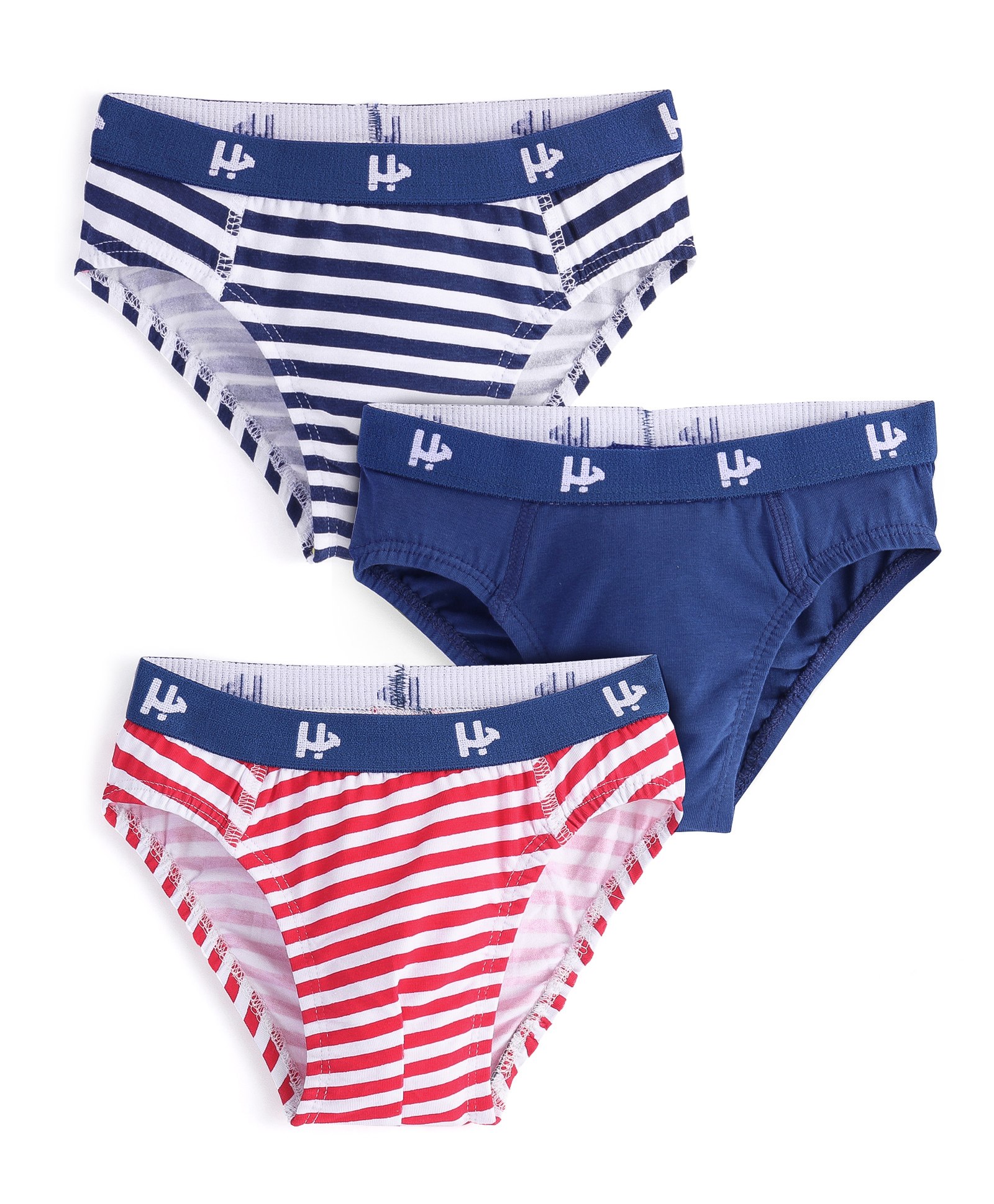 Honeyhap Premium Cotton Elastane Briefs With Silvadur Anti Microbial Finish Striped & Ball Print Pack of 5- Navy Racing Red & Grey Melange-image-14