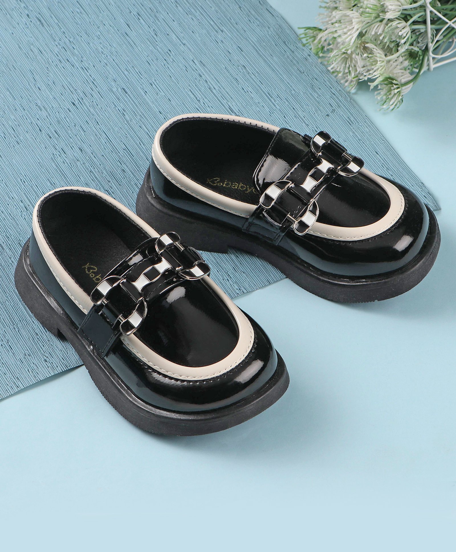 Babyoye Slip On Bellies & Peep Toes - Black-image-8