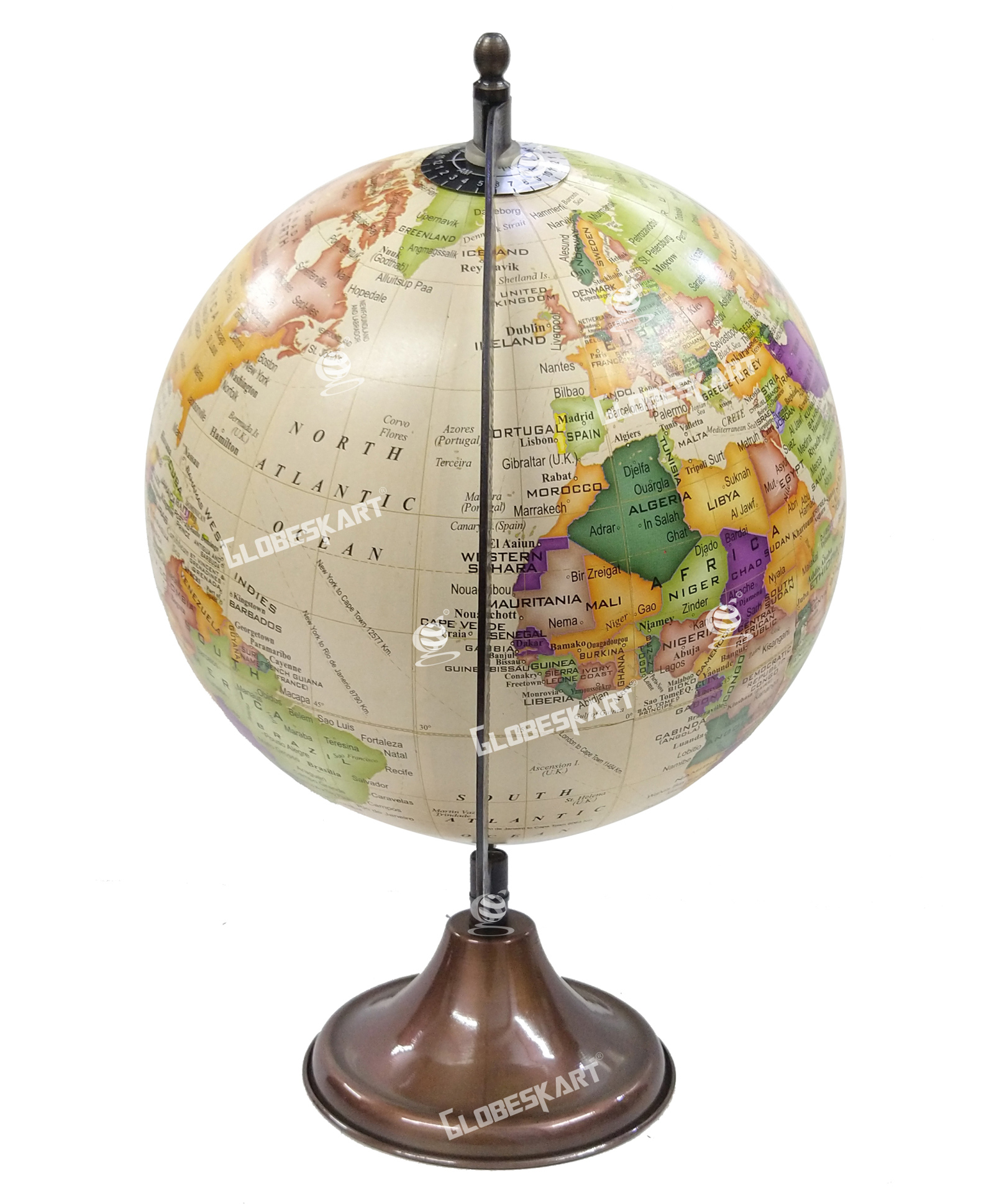 Globeskart Designer Contour with Antique Copper Finish Stand - Cream-image-6