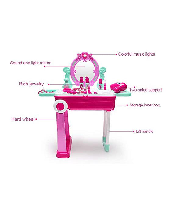 Planet of Toys  Beauty Vanity Set Makeup Toy for Girls Pretend Play Toy Cosmetics - Pink-picture-24