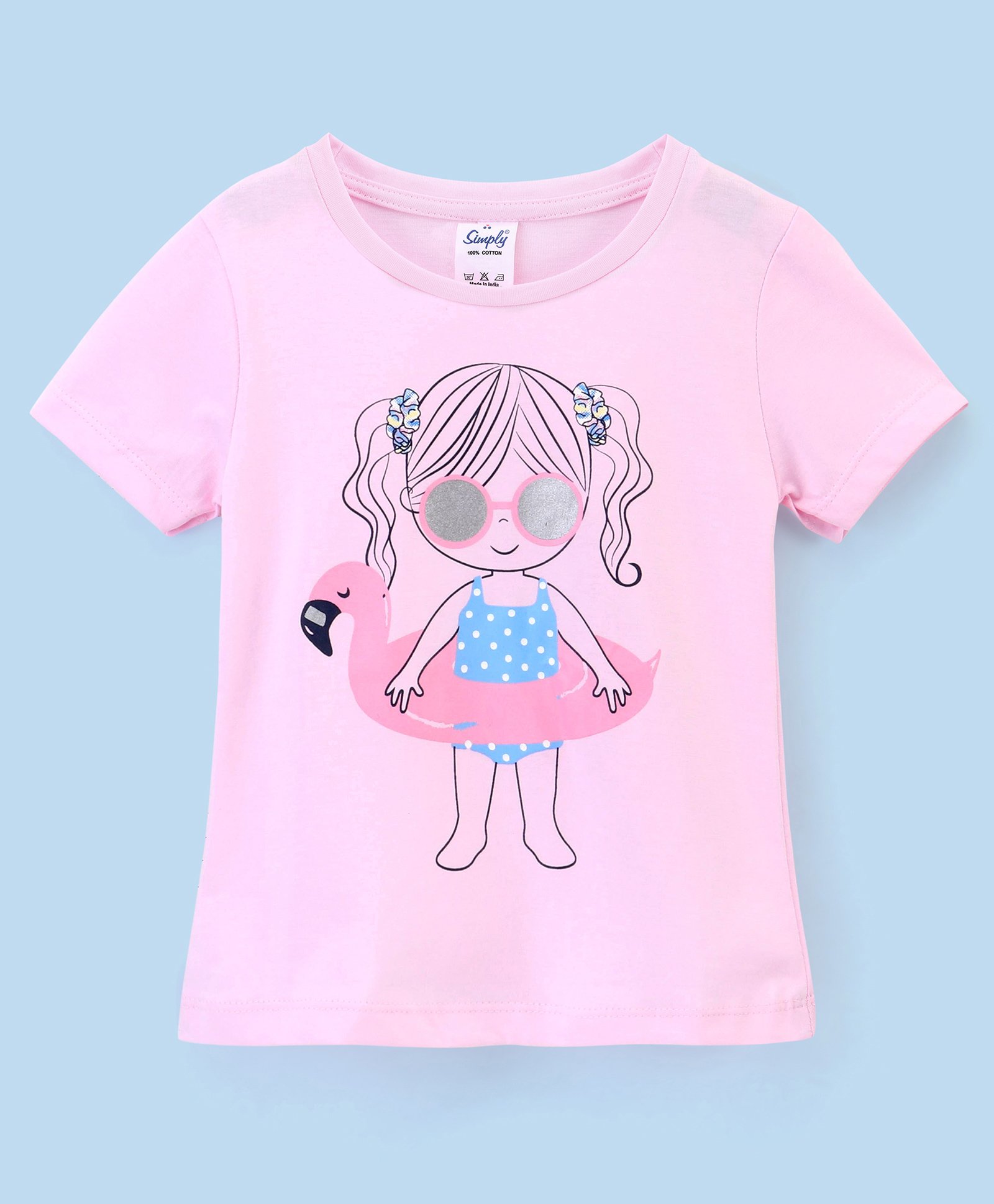 Simply Cotton Sinker Half Sleeves Top Girl Print - Pink-picture-18