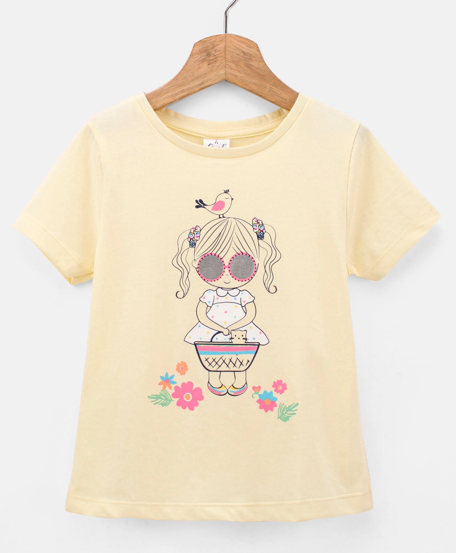 Simply Cotton Sinker Half Sleeves Top Girl Print - Yellow-picture-20