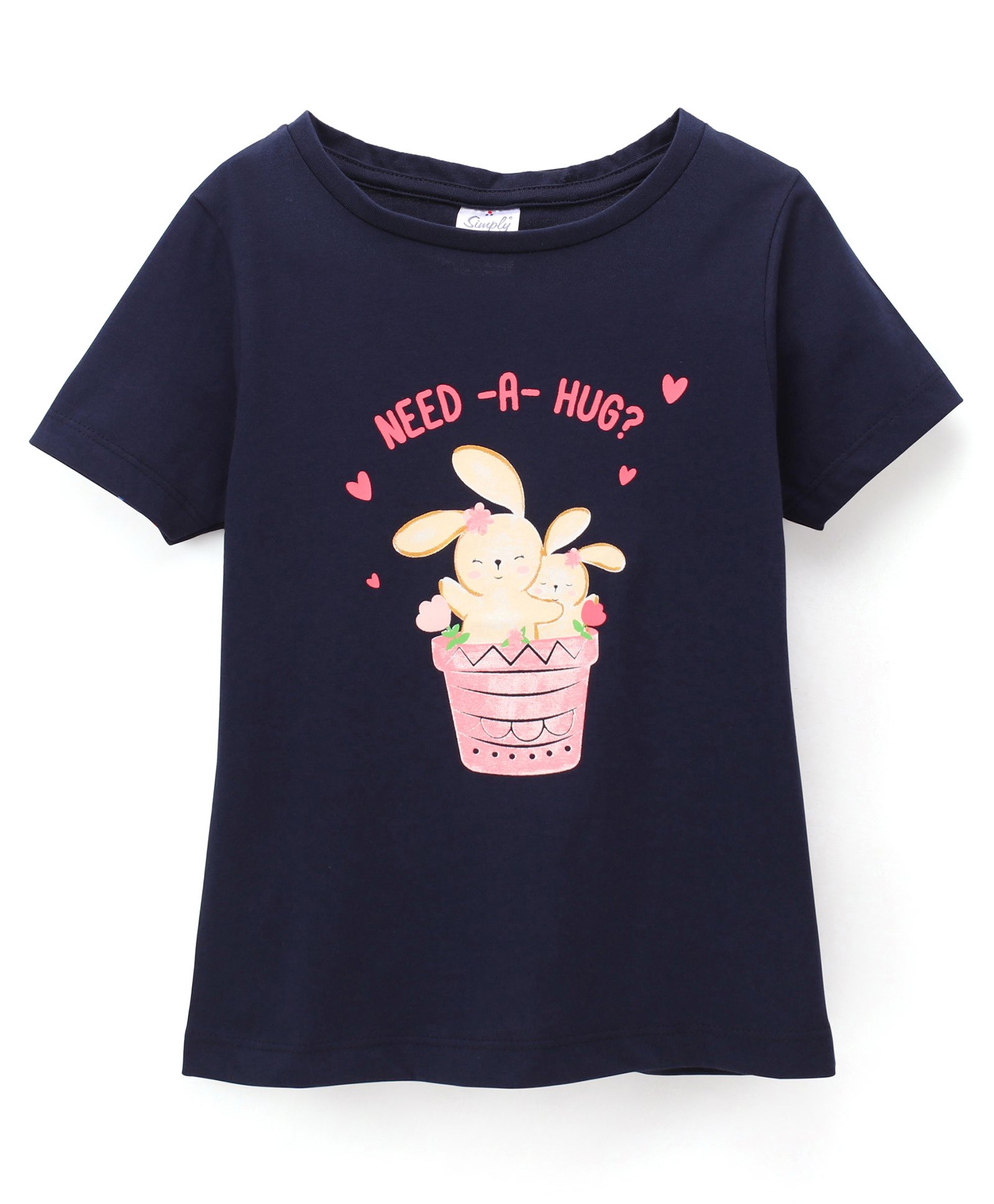 Simply Cotton Sinker Half Sleeves Top Bunny Print - Navy Blue-picture-17