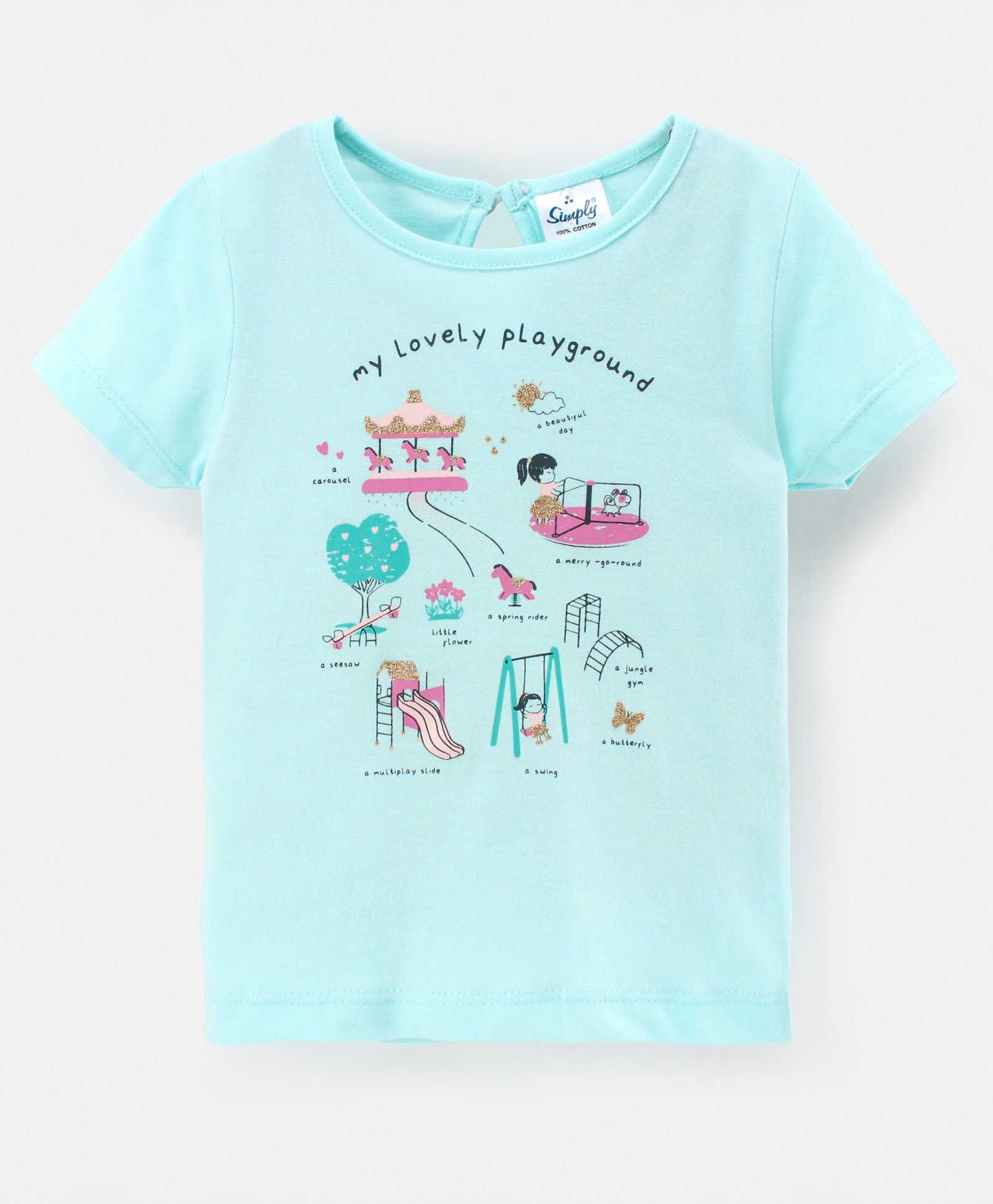 Simply Cotton Sinker Half Sleeves Top Playground Print - Blue-picture-19