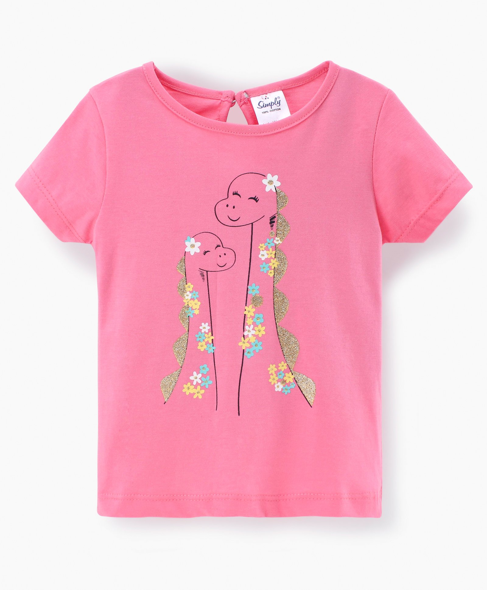 Simply Cotton Sinker Half Sleeves Top Dino Print - Pink-picture-14