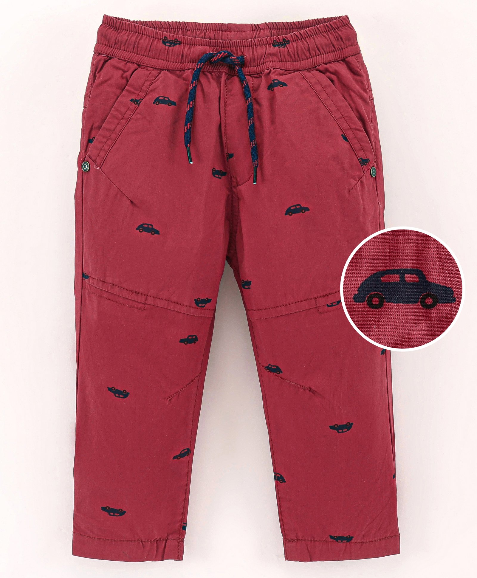 Simply Premium Cotton Woven Full Length Pajama Cars Print - Maroon-picture-21