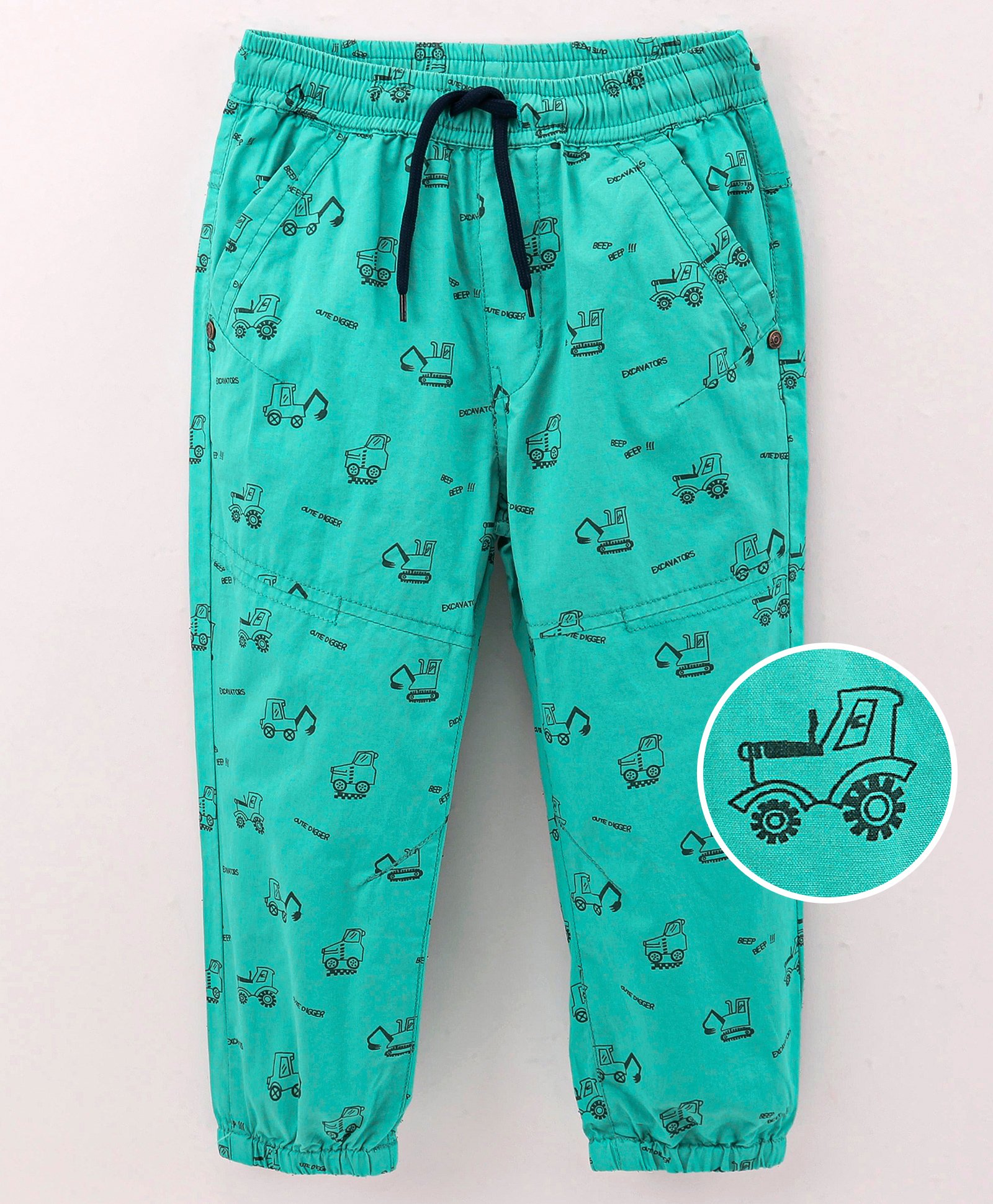 Simply Premium Cotton Full Length Lounge Pant Tractor Print - Green-picture-20