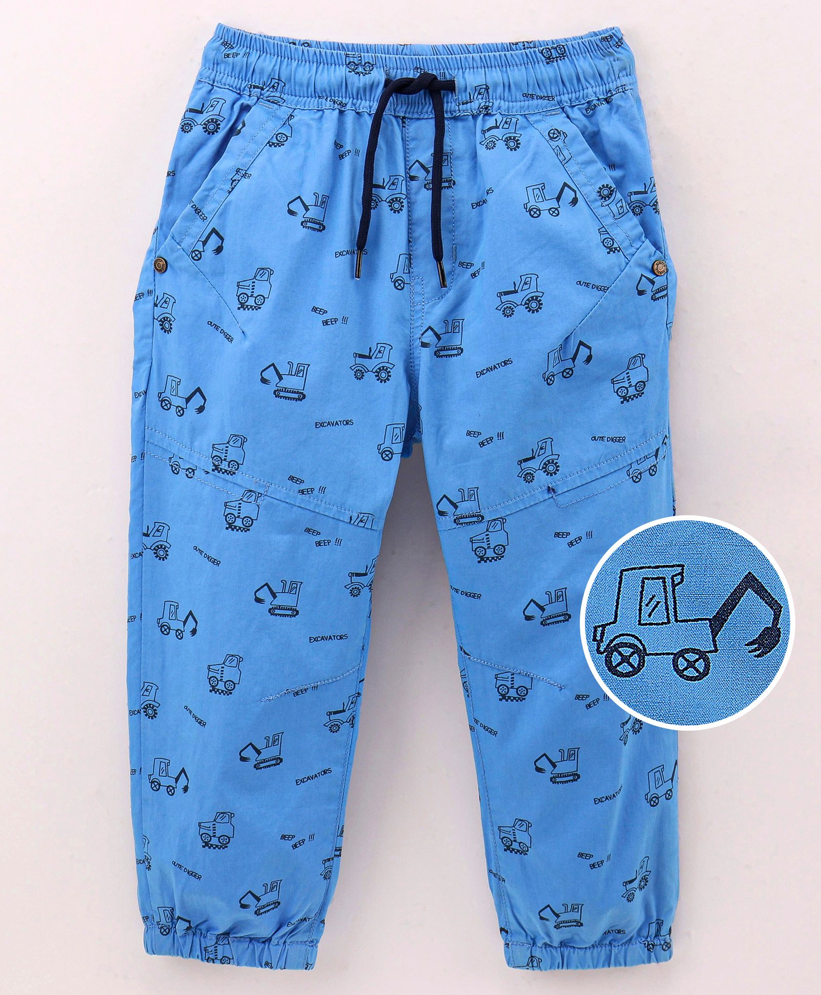 Simply Premium Cotton Full Length Jogger Tractor Print - Blue-picture-28