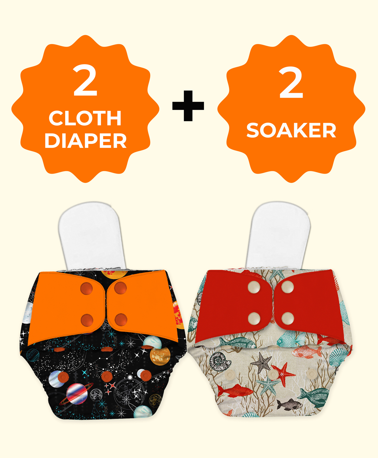 Regular Diaper by Snugkins - Freesize Reusable, Waterproof & Washable Cloth Diapers Pack of 2 - Multicolour-picture-34