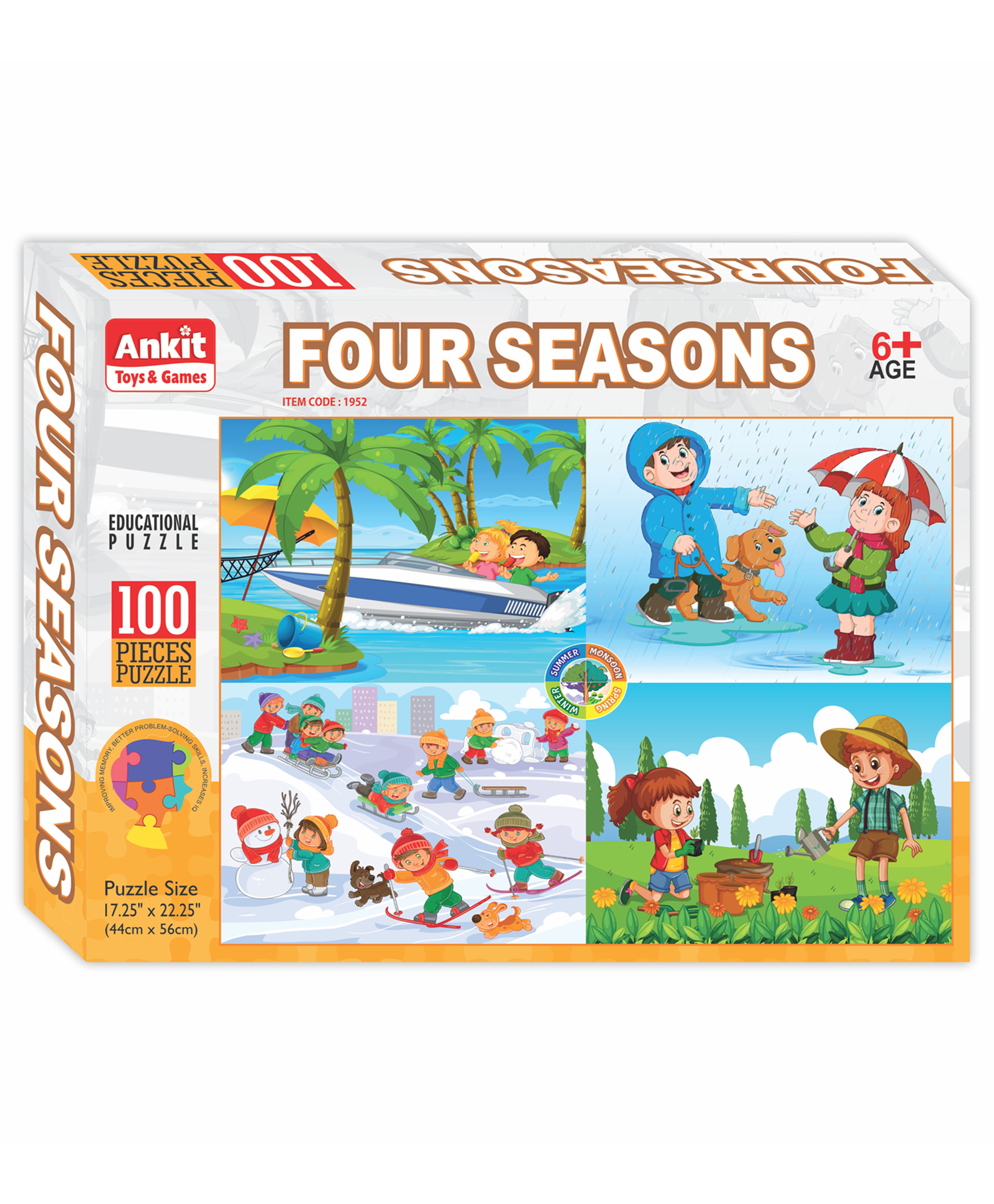 Ankit Toys Four Seasons Educational Jigsaw Puzzle for Kids Jumbo Pack Multicolor - 100 Pieces-image-24
