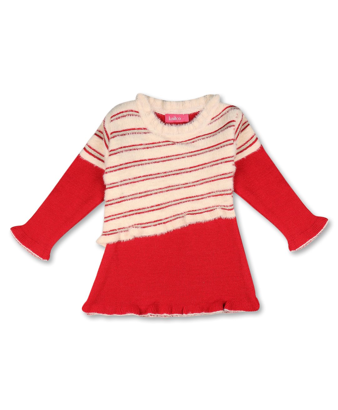 KNITCO Full Sleeves Striped Sweater - Red-image-34