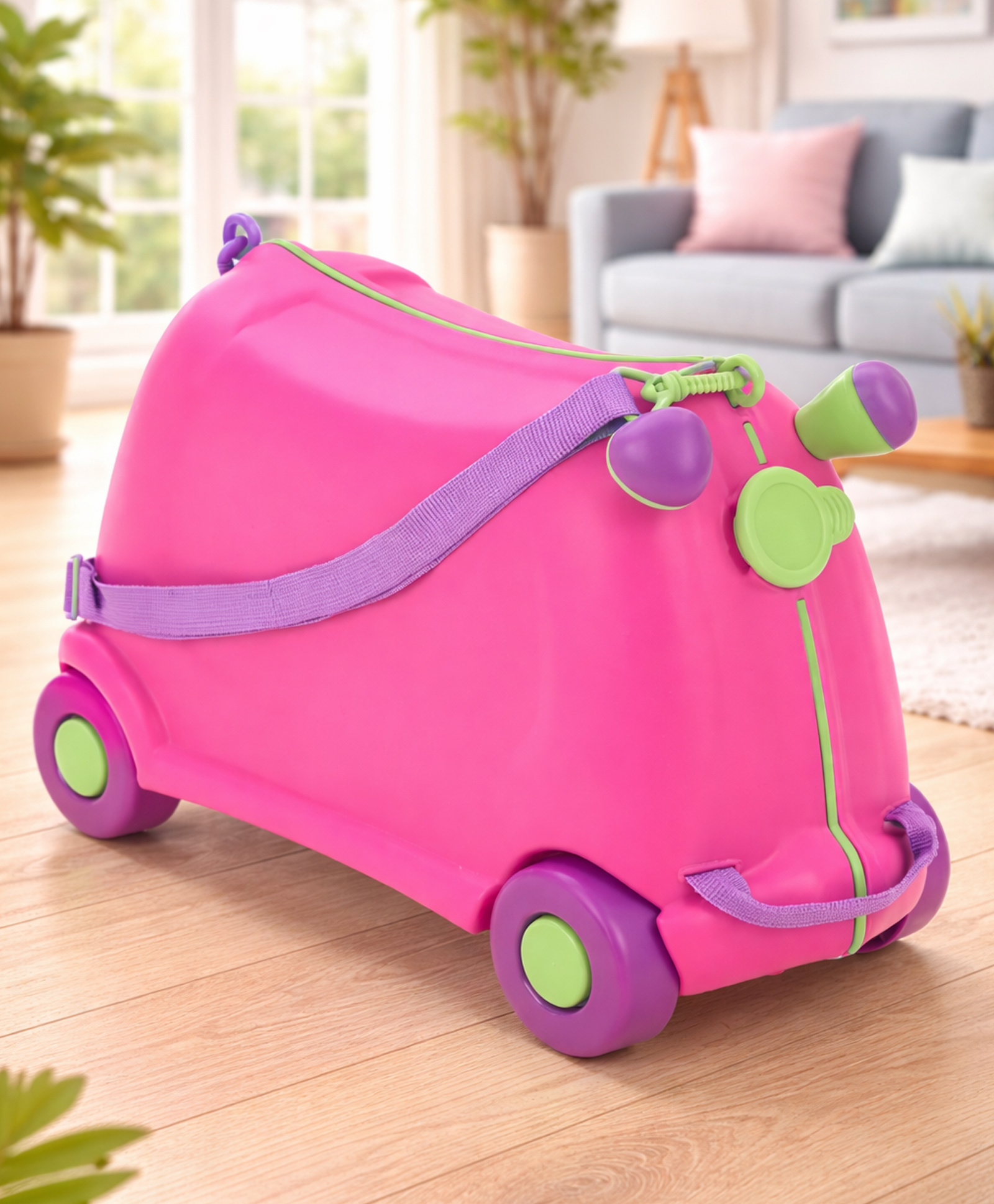 Kids Ride On Suitcase and Toddler Carry On Hand Luggage - Pink-image-1