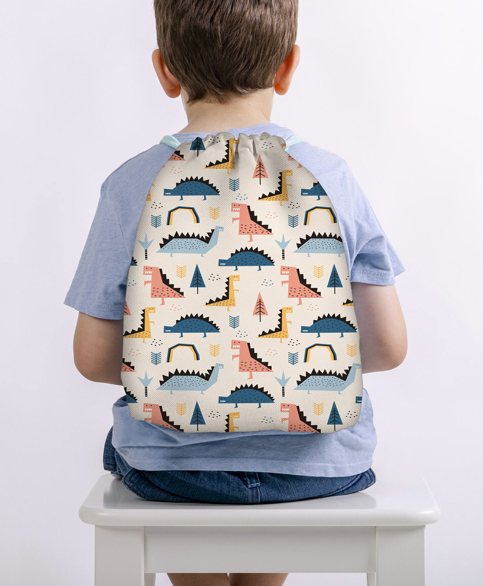 Baby of Mine Dinosaur City Waterproof Drawstring Bag Multicolour - 12.5 Inches-picture-24