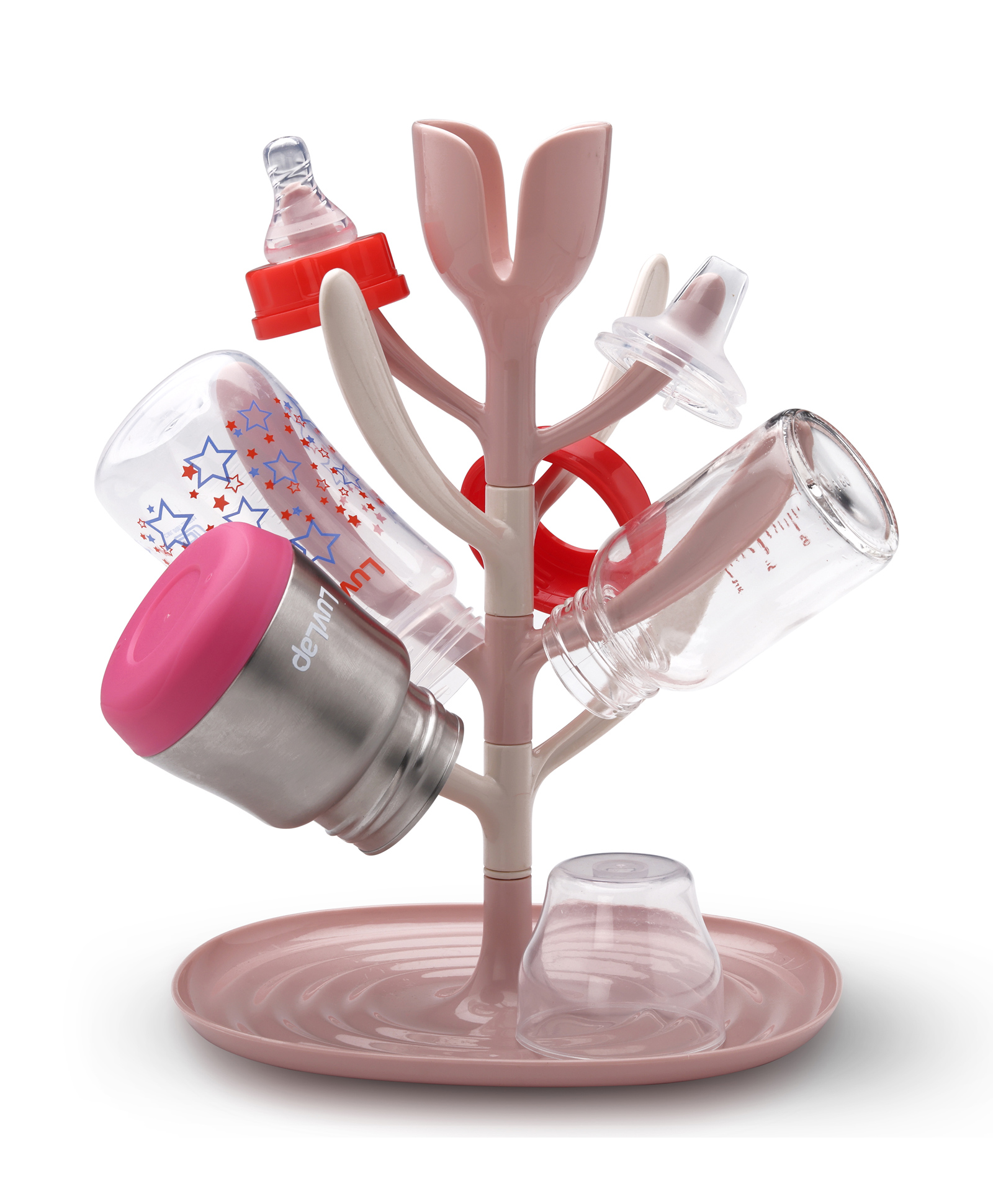 LuvLap  360° Rotatable Axis Baby Bottle Drying Rack - Pink-picture-13