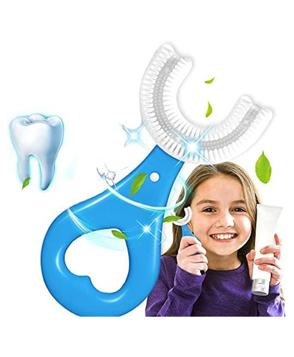 BOXOT IMPEX Soft Silicone 360 Degree U Shaped Toothbrush For Kid Baby Children Manual Teeth Whitening - Blue-image-47