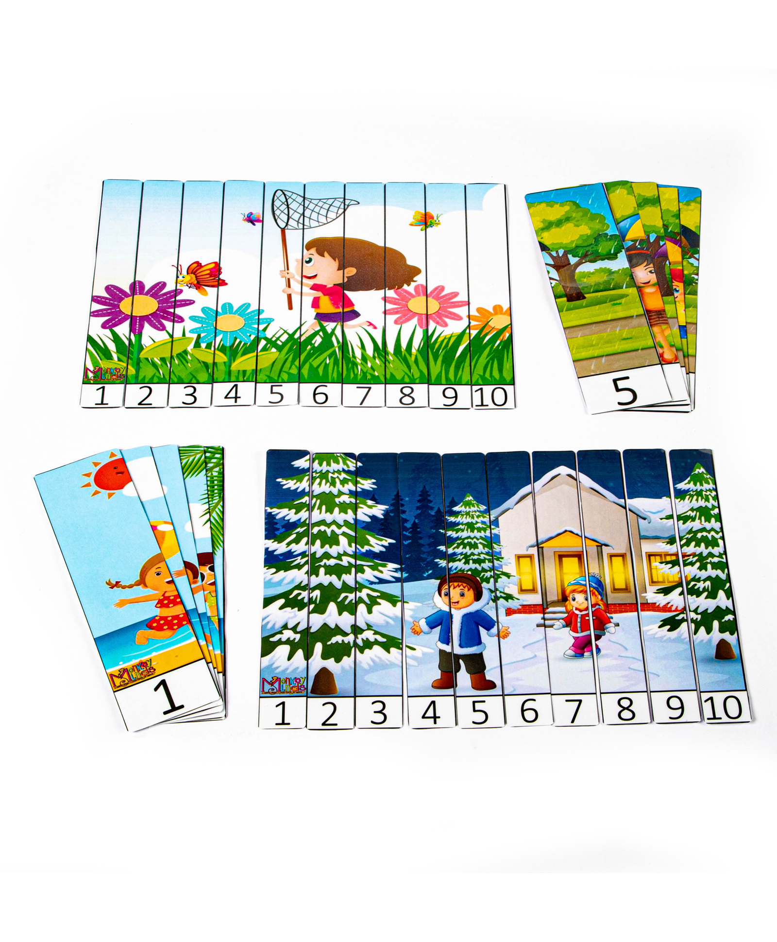 Monkey Minds Strip Puzzles Numbers 1 to 10  Seasons Multicolour - 15 Pieces-image-11