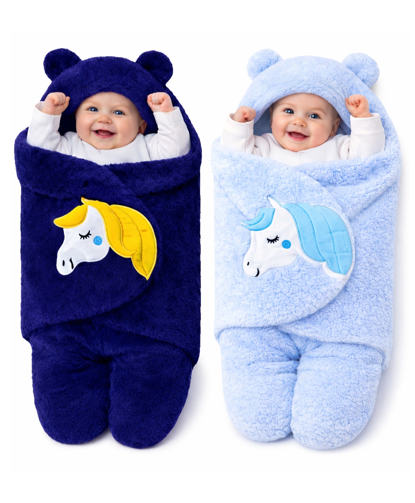 Brandonn Microfiber Hooded Wearable Blanket Star Print Pack of 2 -Navy Blue-picture-12