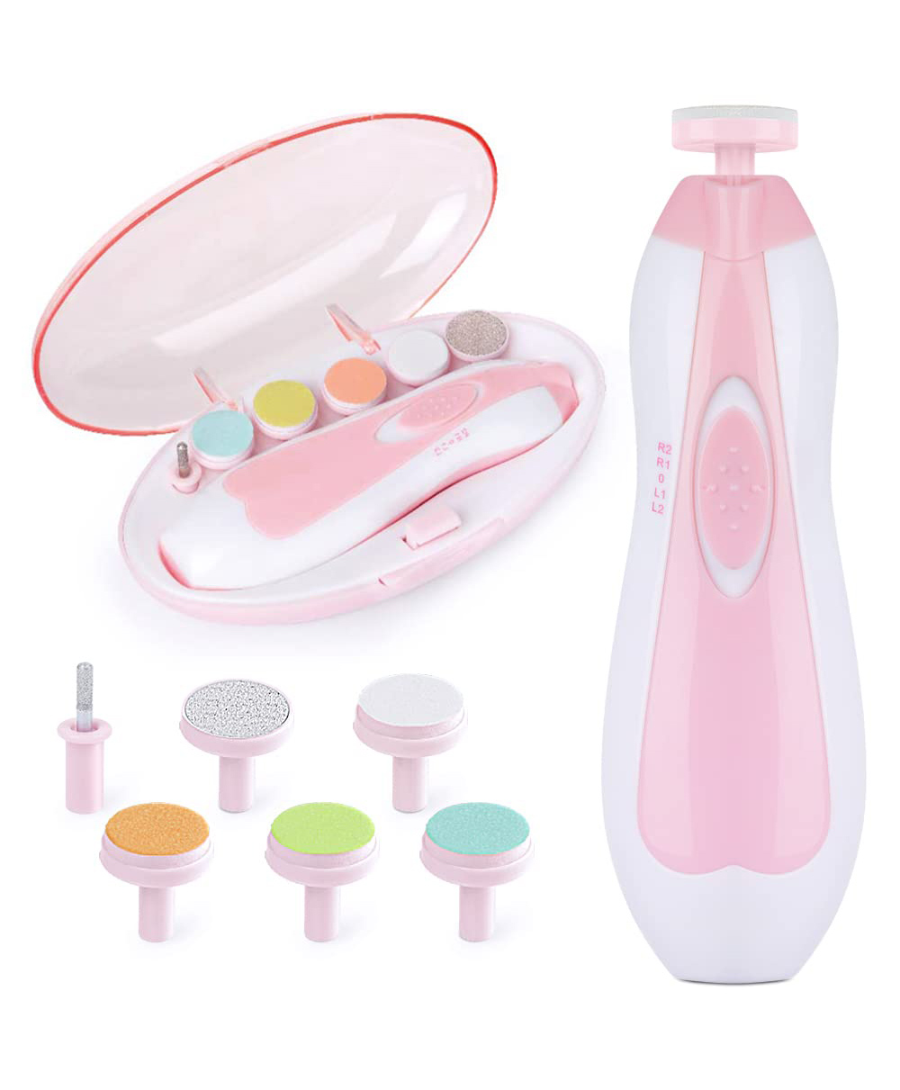 ADKD Baby Nail File Electric Trimmer With 6 Grinding Heads - Pink-picture-9
