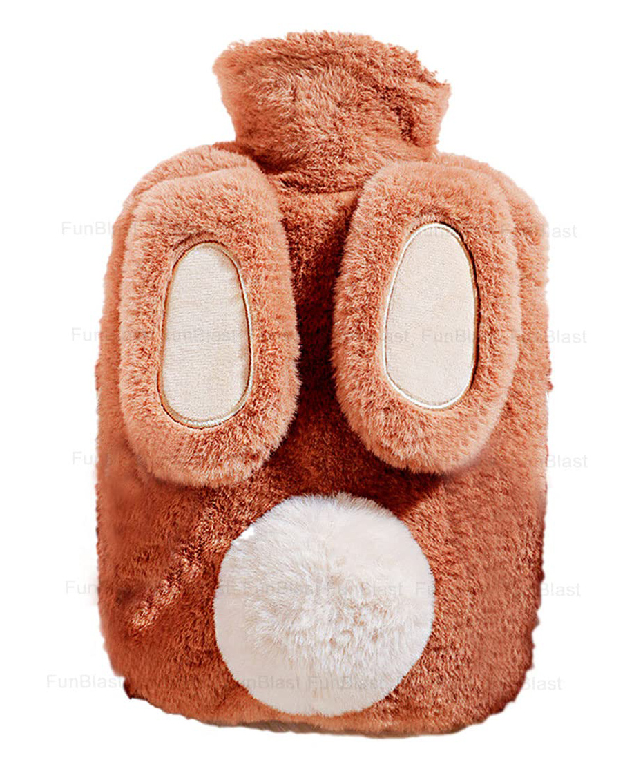 FunBlast Cartoon Design Hot Water Bag with Soft Cover 1000 ml - Brown-image-39