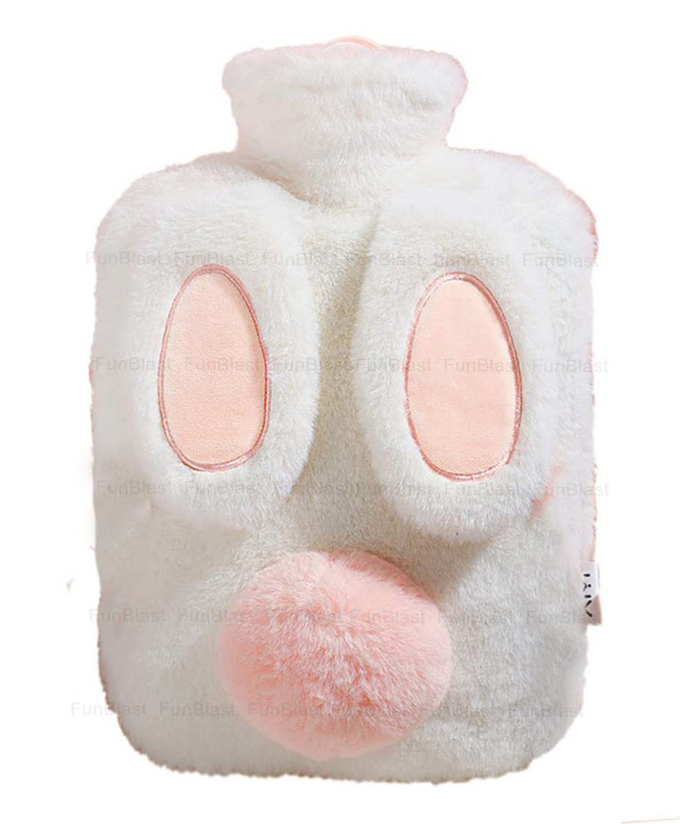 FunBlast Cartoon Design Hot Water Bag with Soft Cover 1000 ml - Cream-image-40