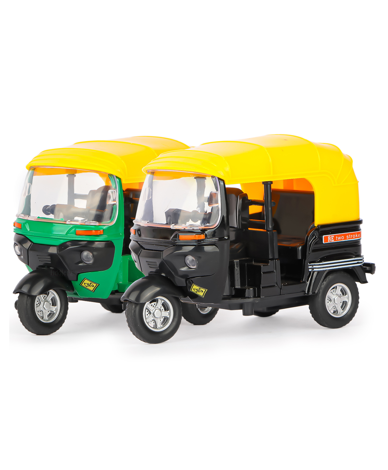 Fiddlerz Pullback Auto Rickshaw Toy Model with Movable Handle Toy - Colour May Vary-image-37