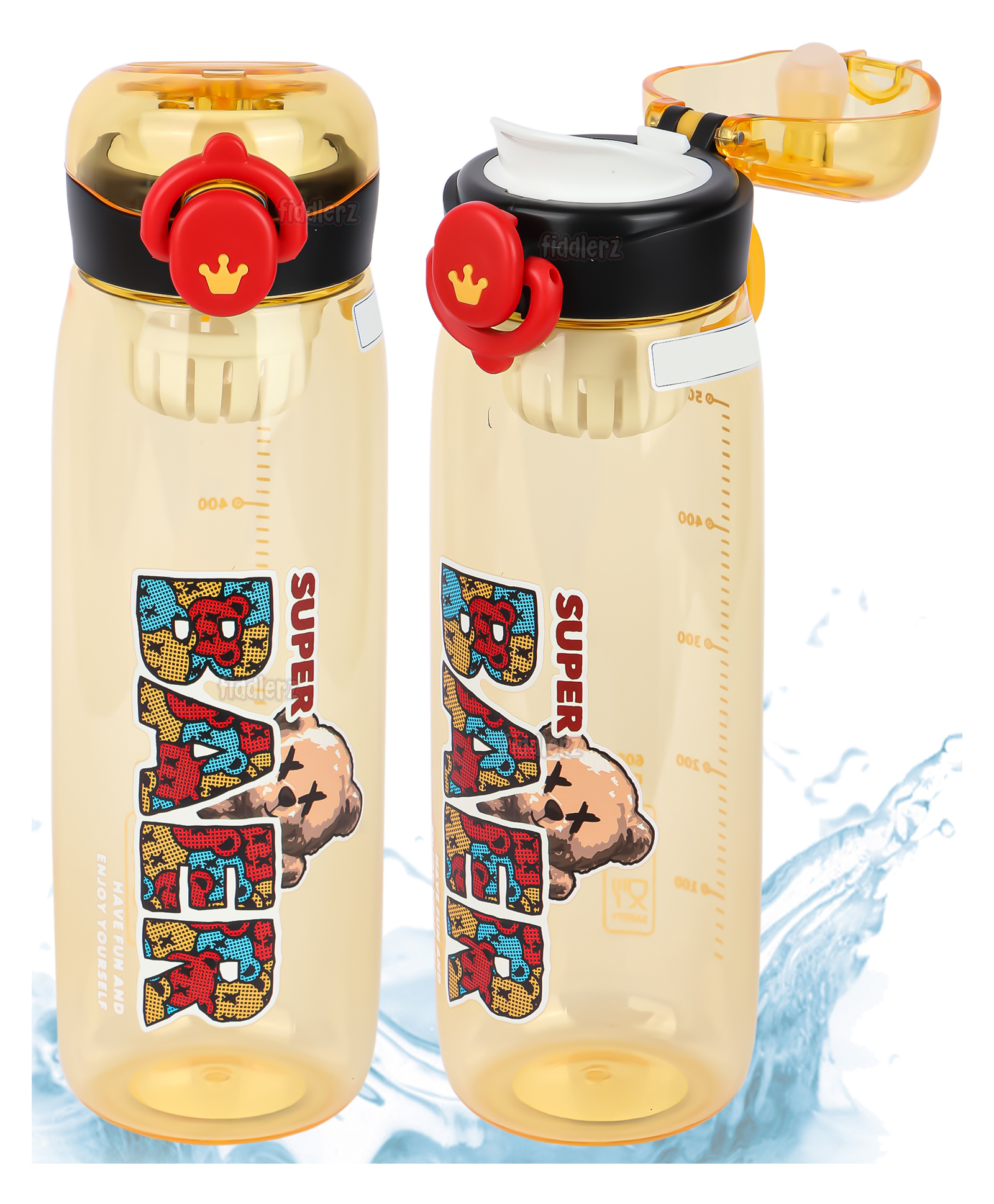 Fiddlerz Anti-Leak Non-Toxic & BPA Free Water Bottle with Stainer & Lock Yellow - 600 ml-image-9