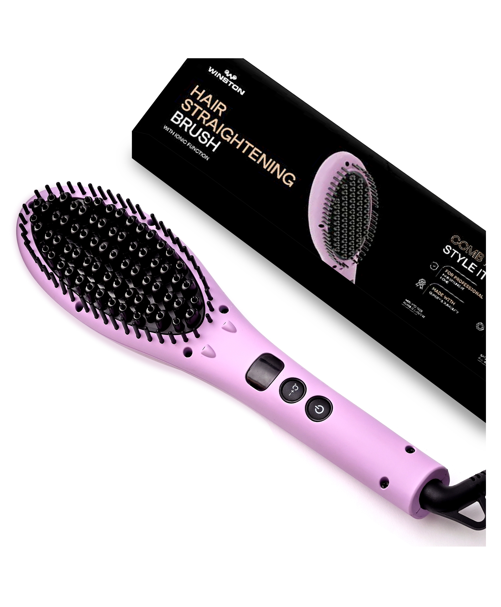 WINSTON Corded Hair Straightening Brush with Adjustable Temperature Setting Ionic  Technology 42W - Lavender Online in India, Buy at Best Price from   - 12830075