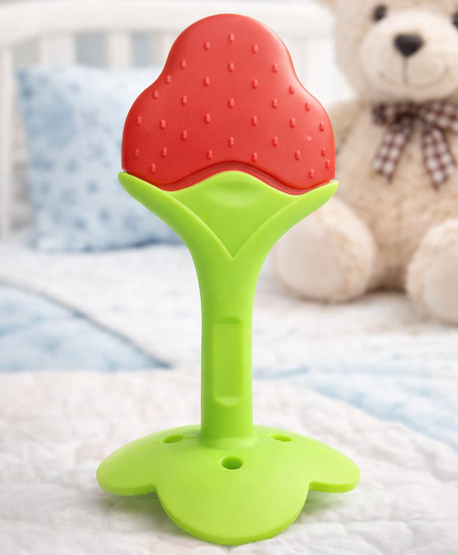 Kritiu Fruit Shaped Silicone Stand Teether - Red-picture-22
