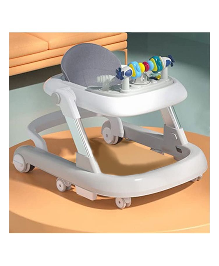 fab n funky Multifunctional 2 in 1 Baby Activity Walker With anti Fall Protection & Adjustable Height Without Foot Mat - Grey-picture-38