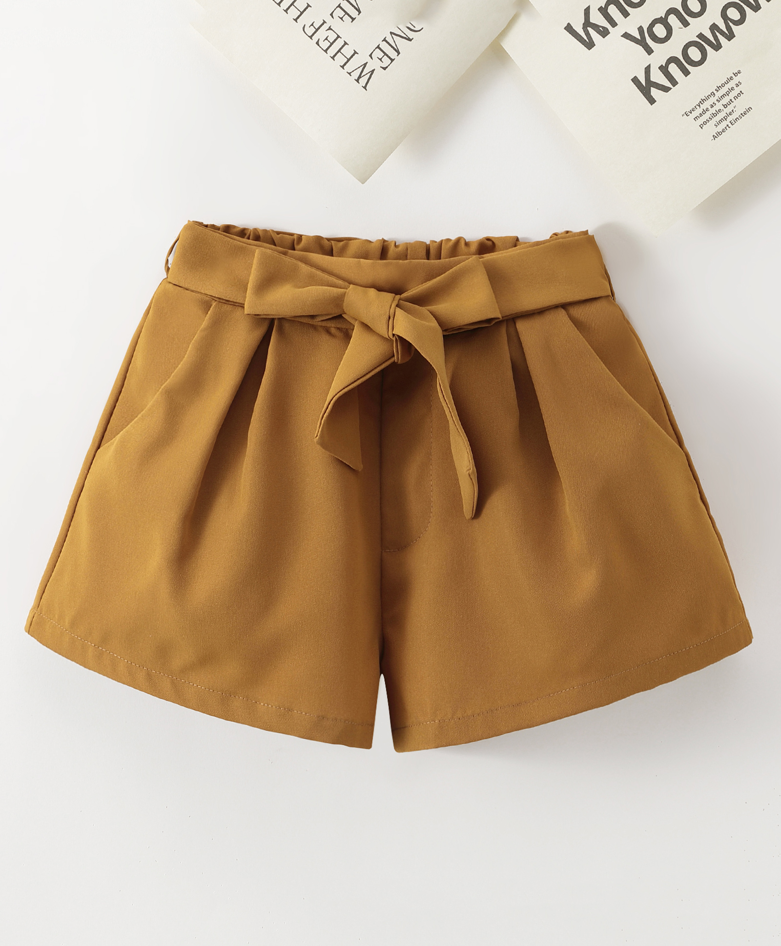 Kookie Kids Knee Length Shorts Solid Color - Brown-picture-17