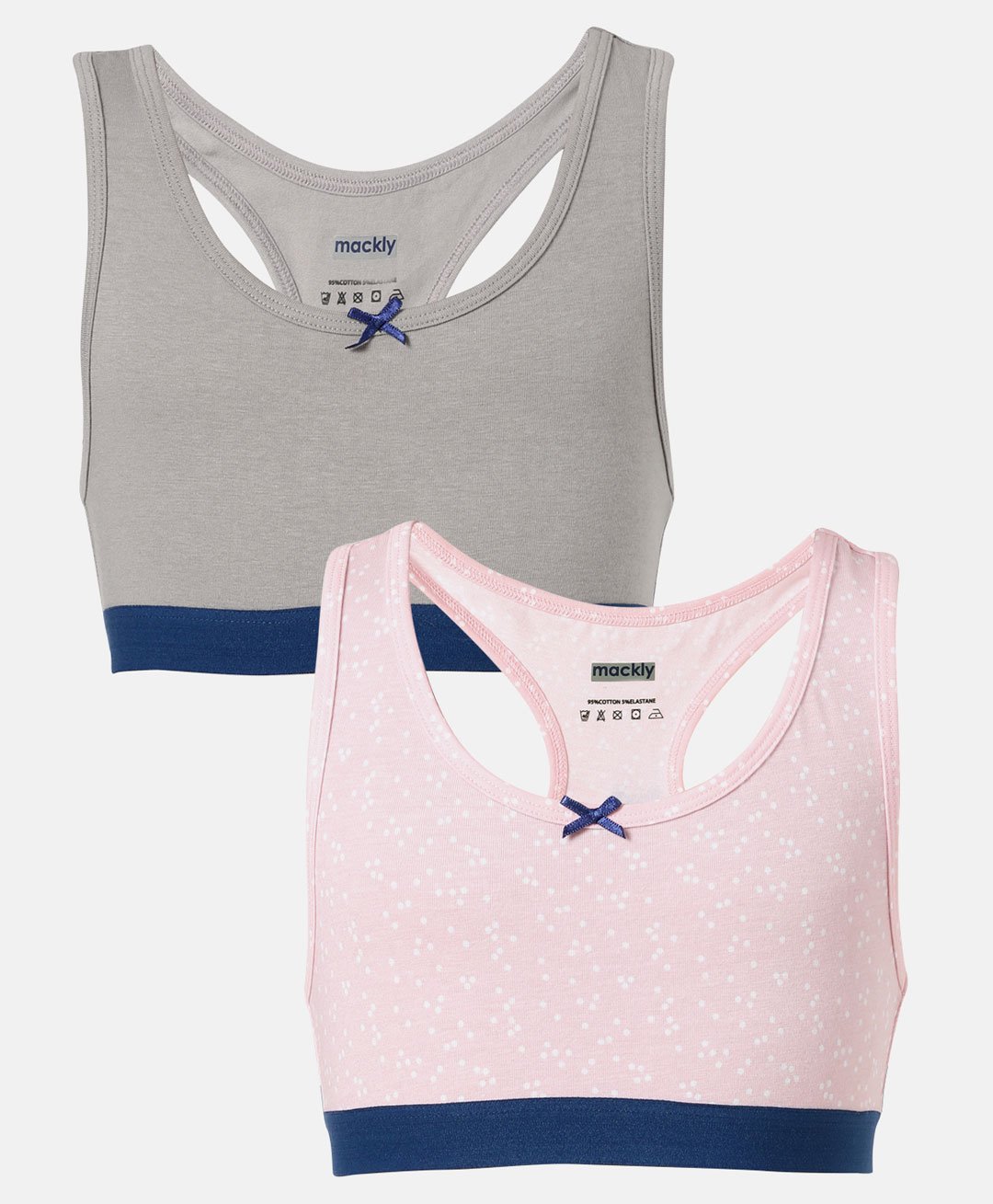 Mackly Pack Of 2 Racer Back Printed Trainer Bra - Grey & Peach-picture-3