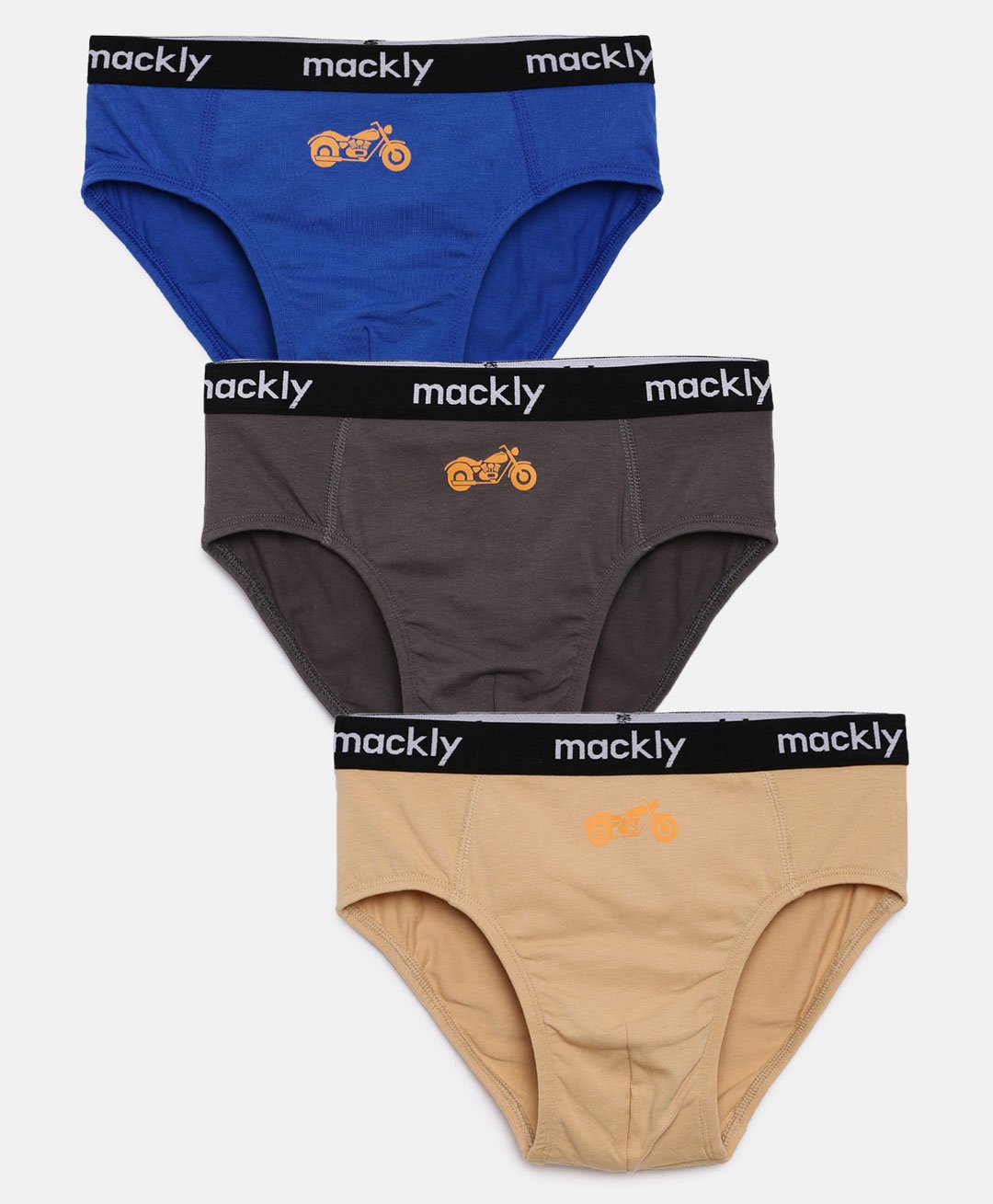 Mackly Pack Of 3 Bike Printed Briefs - Blue Brown & Beige-picture-14