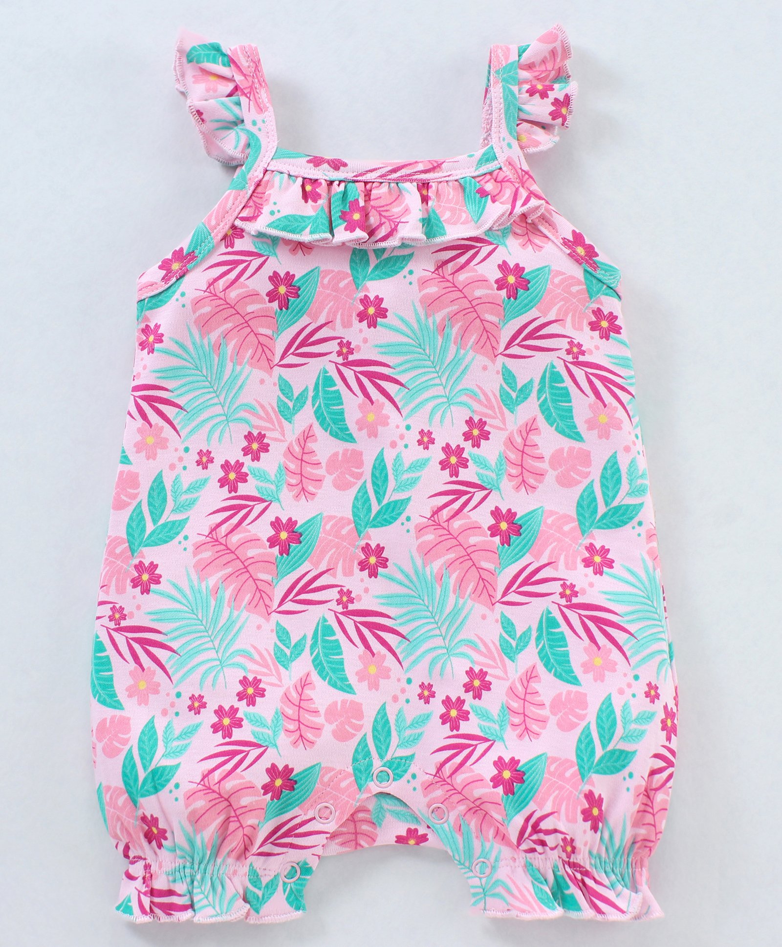 Babyhug 100% Cotton Sleeveless Romper Floral Print - Pink-image-45