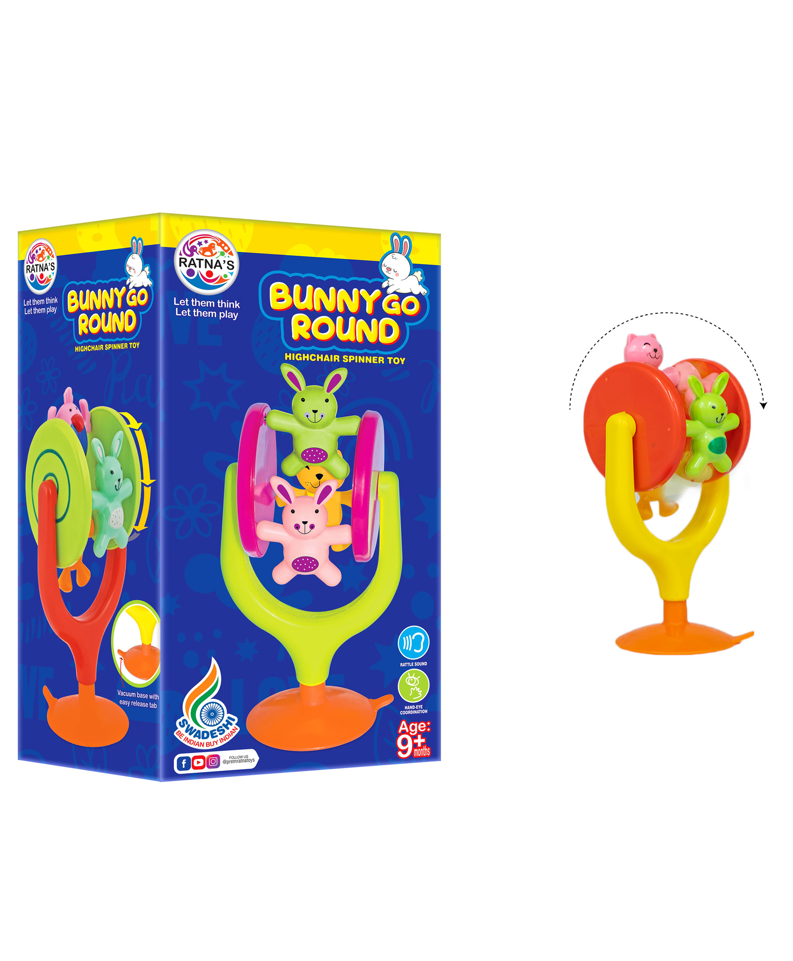Ratnas Bunny Go Round Rattle - Color May Vary-picture-46