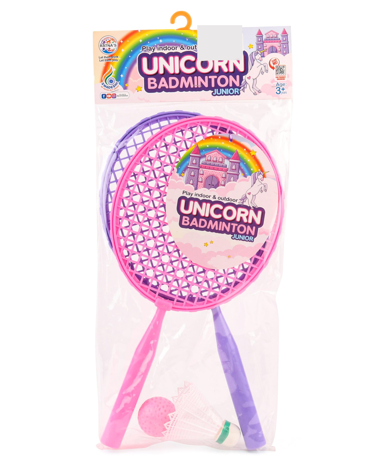 Ratnas Unicorn Badminton Set With Ball & Shuttlecock (Colour May Vary)