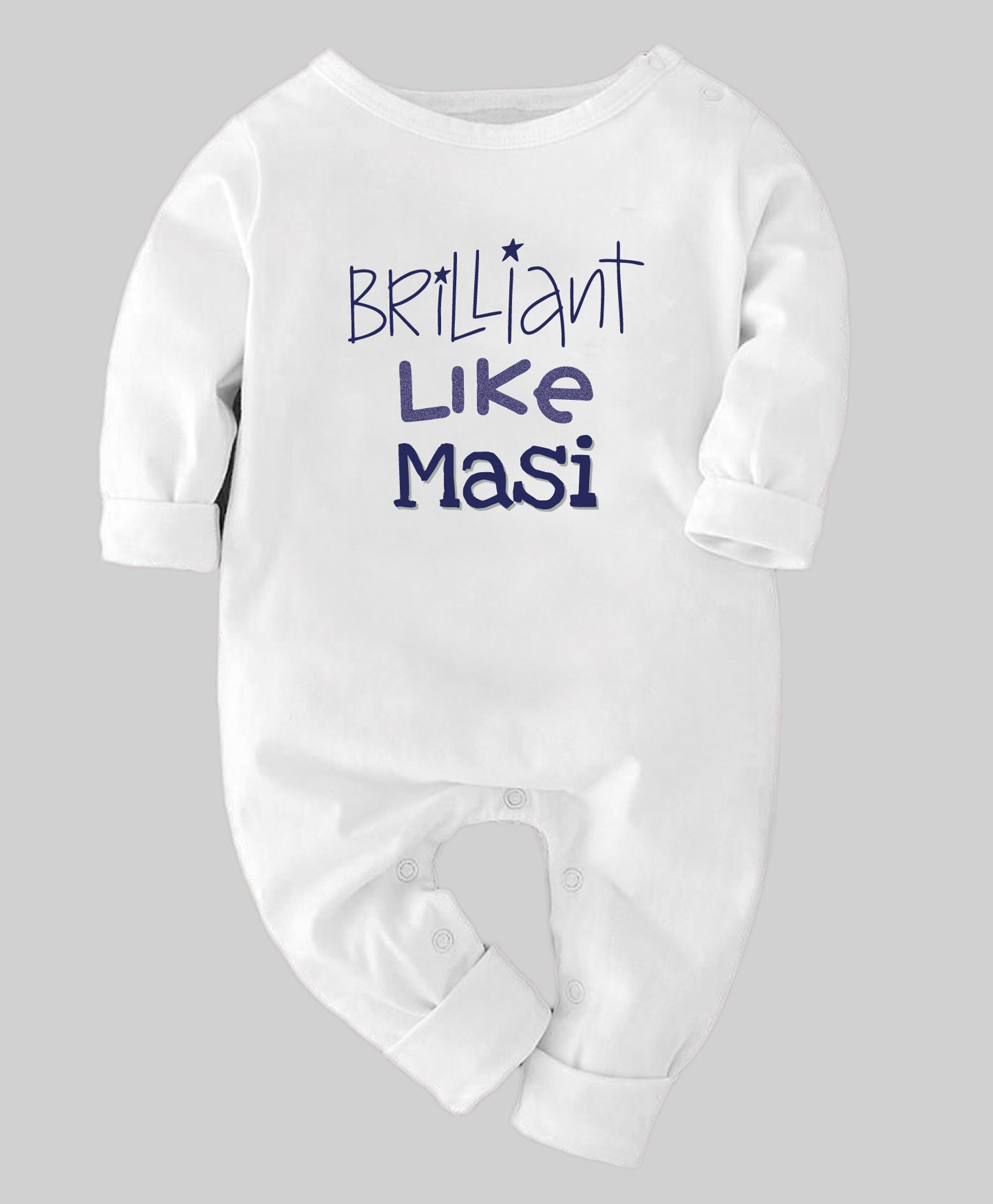 Zeezeezoo Full Sleeves Maasi Theme Baby Brilliant Like Masi Printed Sleepsuit - White-picture-27