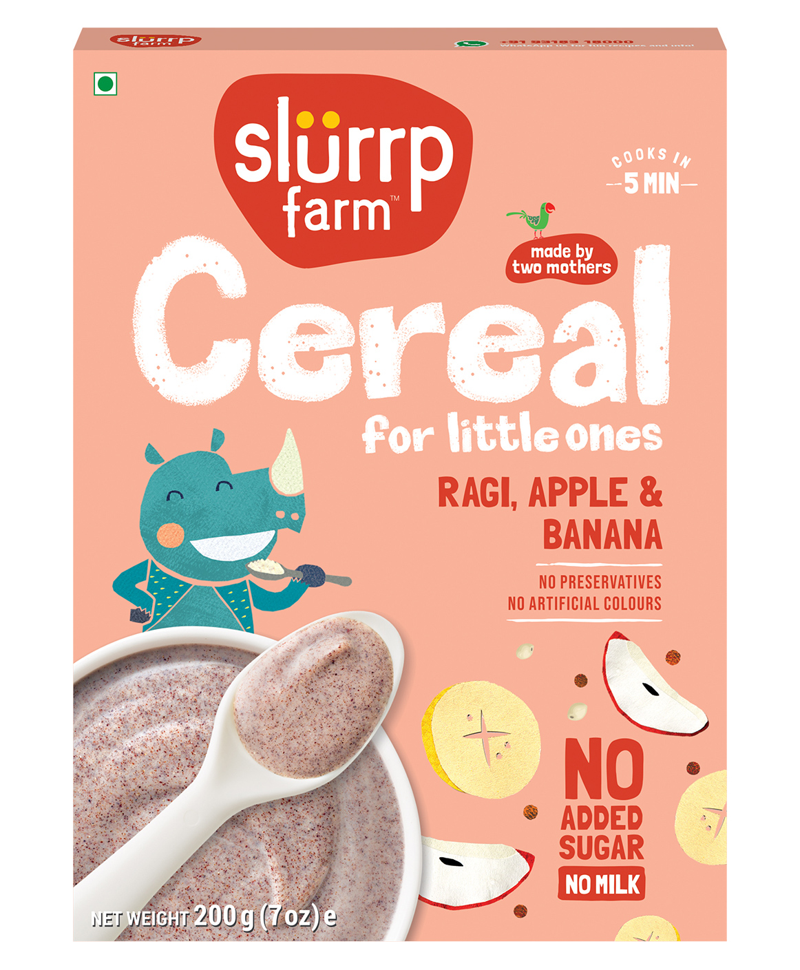 Slurrp Farm No Added Sugar Ragi & Apple Cereal | No Milk, No Preservatives, Made With Real Apple & Banana | Instant Cereal | 200g-image-35