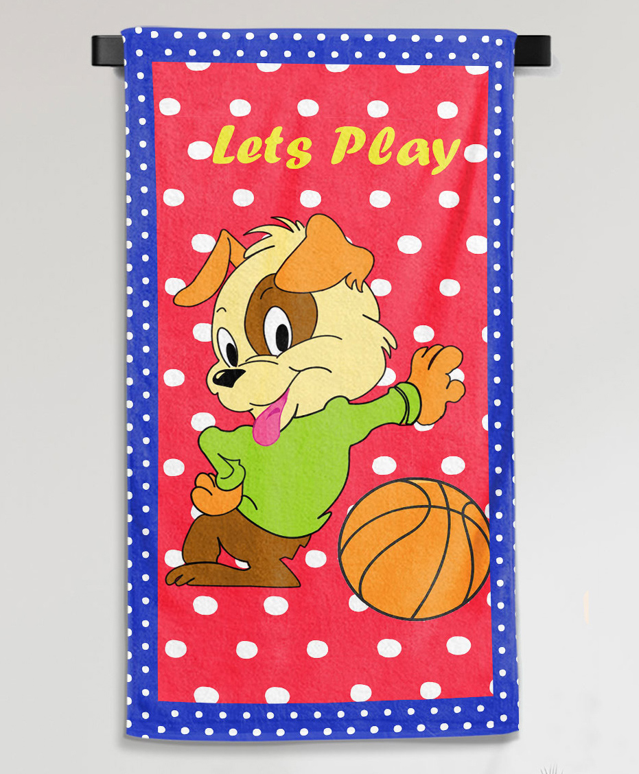 Sassoon Cartoon Printed Medium Cotton Bath Towel in 300 GSM for Kids Football Mania- Blue-image-19