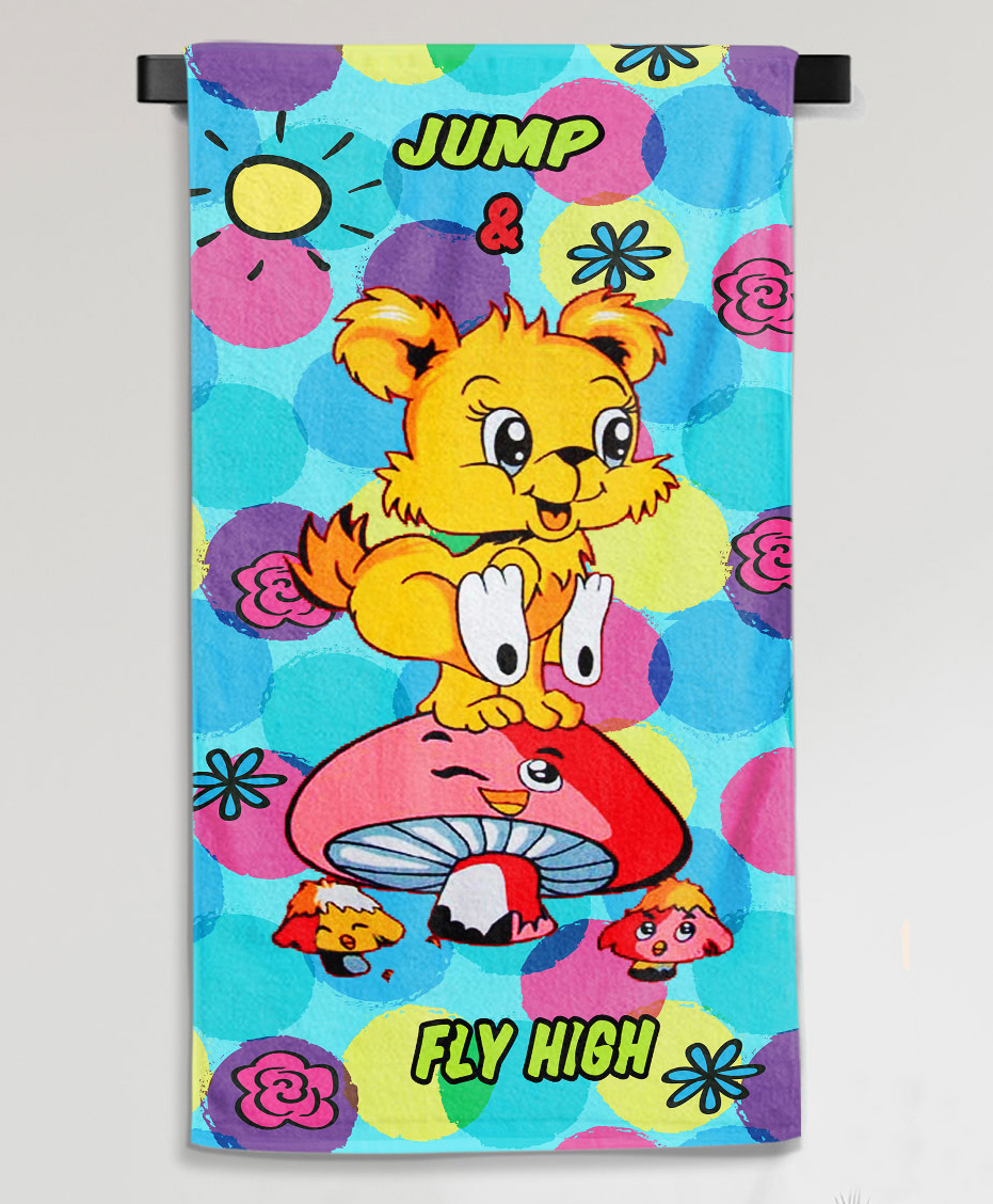 Sassoon Cartoon Printed Medium Cotton Bath Towel in 300 GSM for Kids Jump N High- Multicolor-image-41