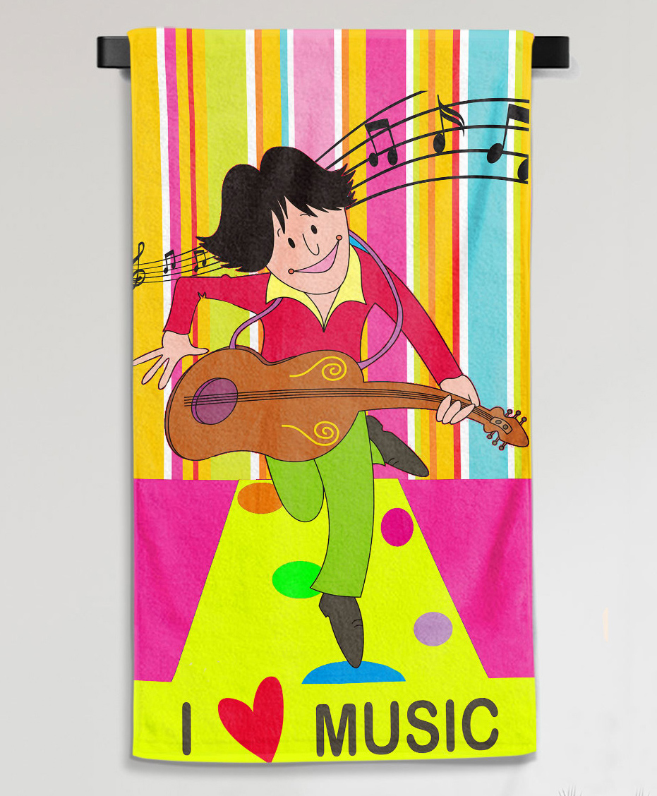 Sassoon Music Theme Medium Cotton Bath Towel in 300 GSM for Kids - Multicolor-picture-29