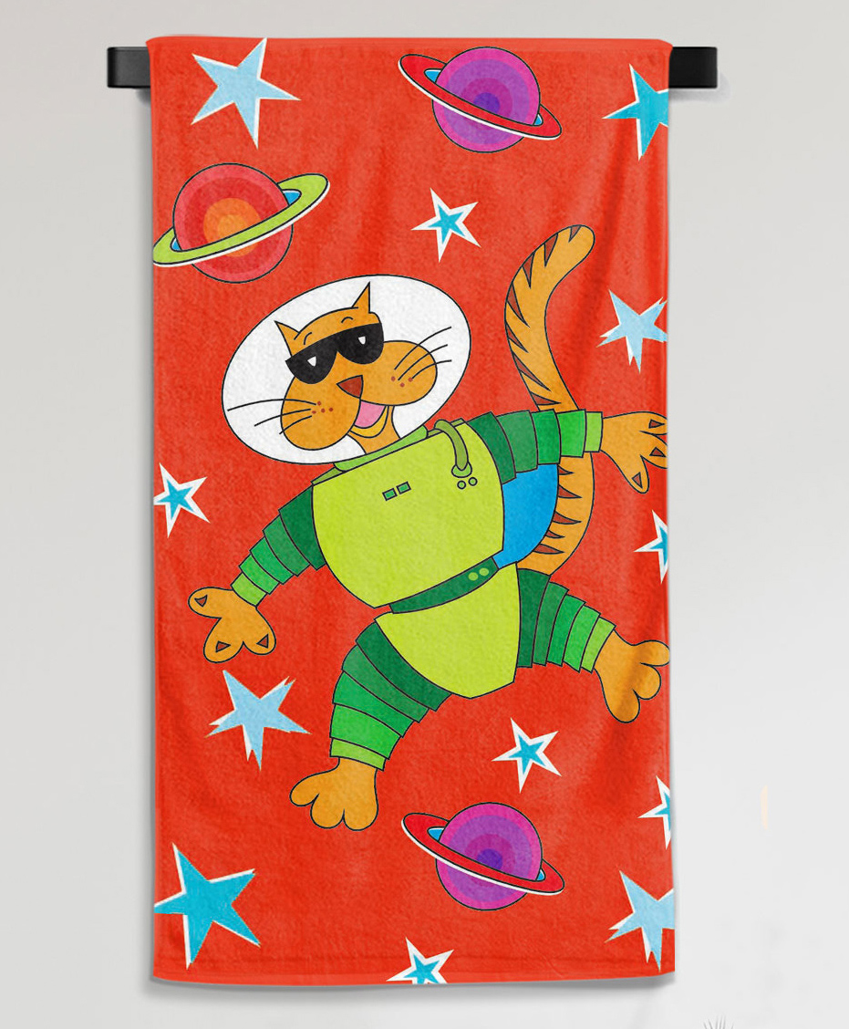 Sassoon  Tiger Print Medium Cotton Bath Towel in 300 GSM for Kids- Red-picture-23