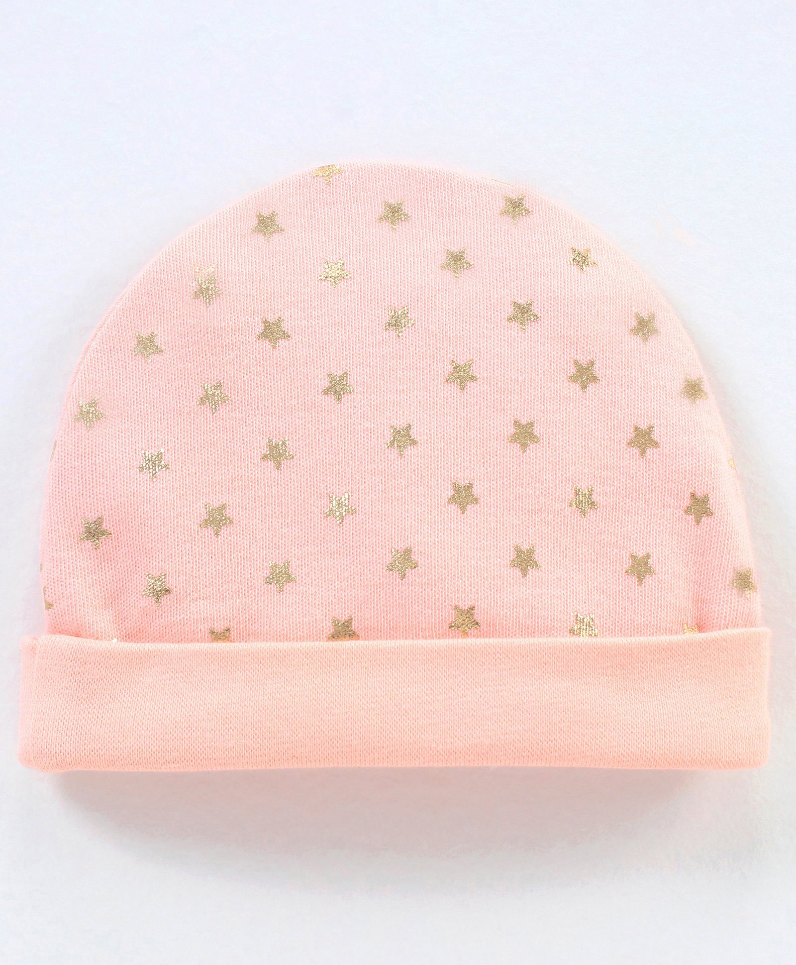 Babyhug 100% Cotton Star Foil Print Cap Peach - Diameter 11 cm-image-15