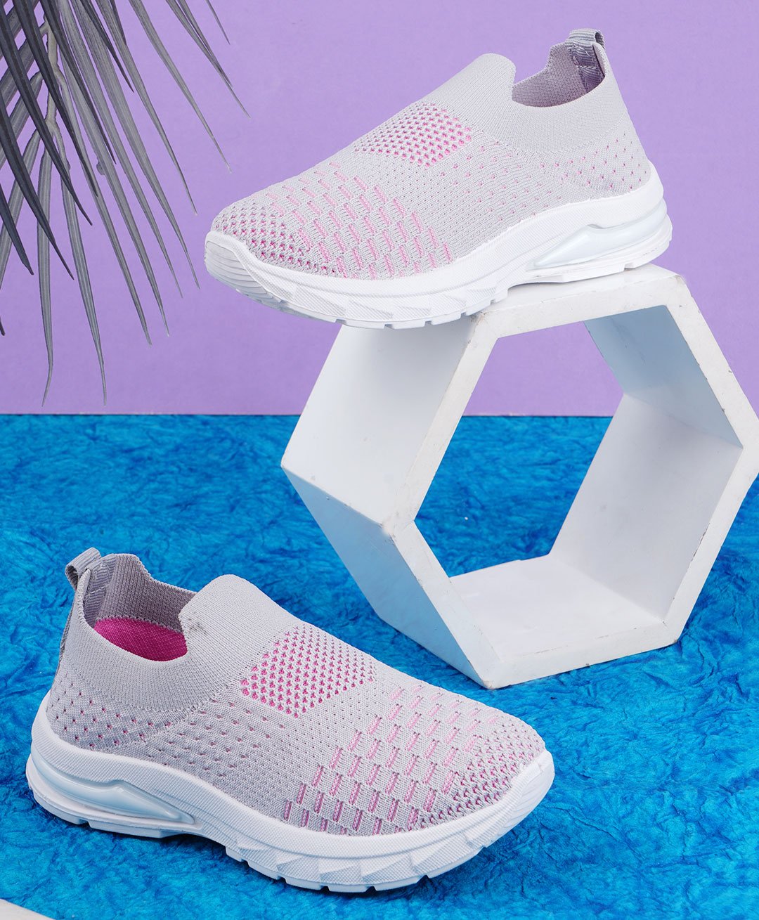 KATS Abstract Design Slip On Sneakers- Grey-image-45