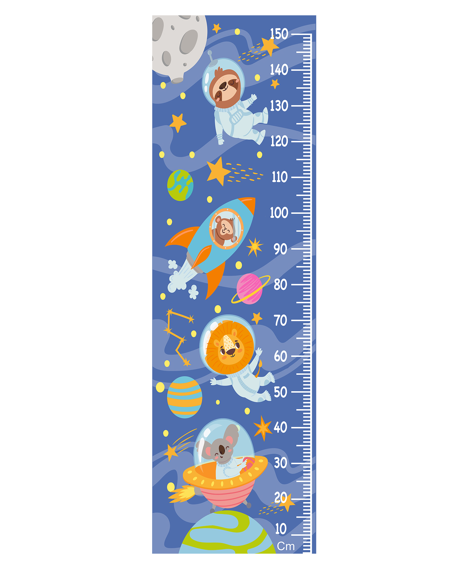 WENS Cute Animals In Space Height Chart Wall Decal Growth Chart-Vinyl-image-12