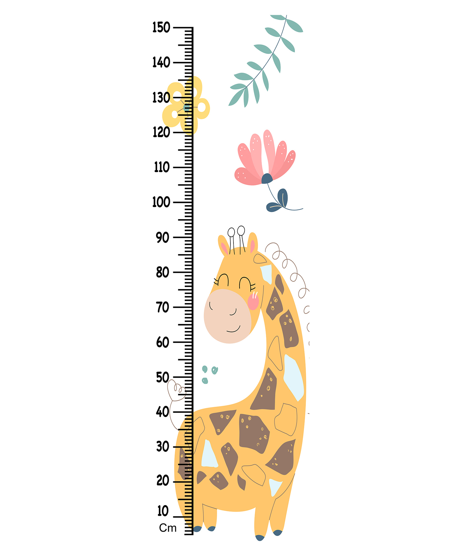 WENS Cute Giraffe Height Chart Wall Decal Growth Chart- White-image-13
