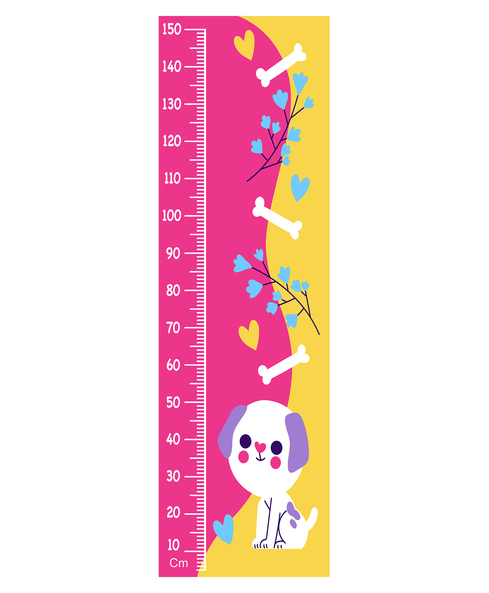 WENS Cute Puppy Height Chart Wall Decal Growth Chart- Pink-image-19