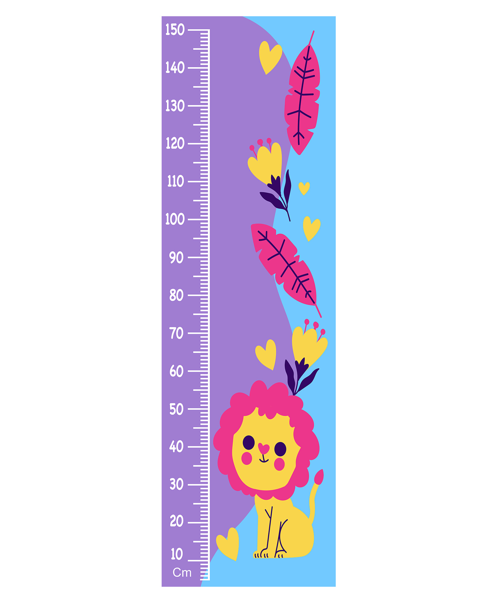 WENS Baby Lion Height Chart Wall Decal Growth Chart- Purple-image-34