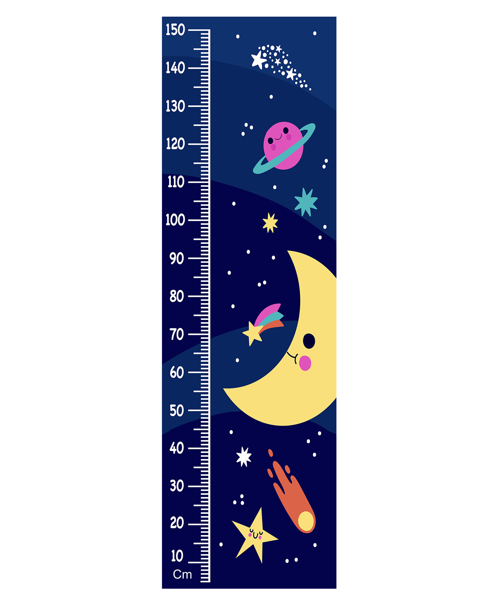 WENS Chanda Mama Height Chart Wall Decal Growth Chart- Blue-image-46